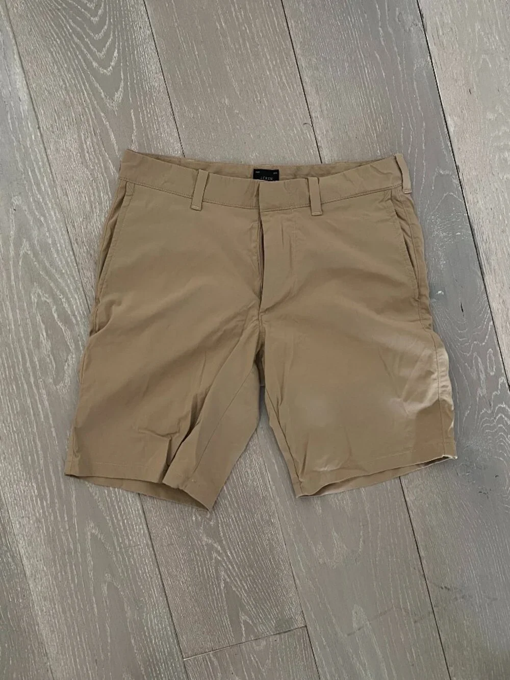J.Crew Khaki Tech Shorts with Front aZip Back Pockets - Waist 29 / 9-Inch Inseam